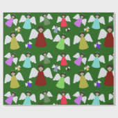 Farbenfrohe Engel Muster Weihnachten Geschenkpapier (Flach)