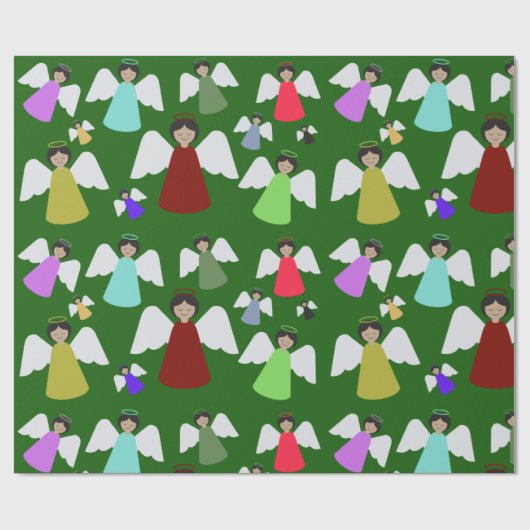 Farbenfrohe Engel Muster Weihnachten Geschenkpapier (Flach)