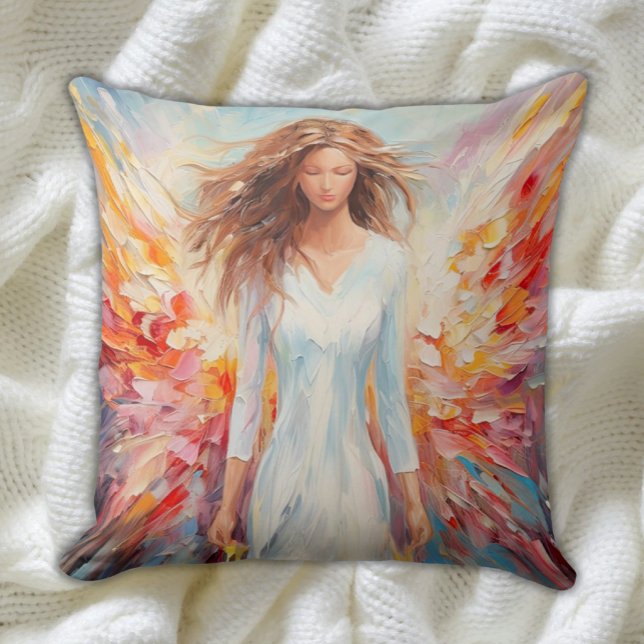 Farbenfrohe Engel Pillow - Abstrakte Kunst Kissen (Bright Colors Vibrant Abstract Angel Pillow for Teens and Kids)