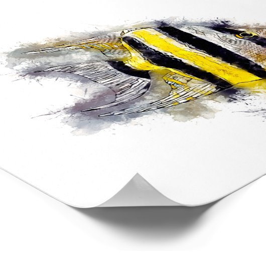 Farbenfrohe EngelFish Perfektes Aquarium Geschenki Poster (Ecke)