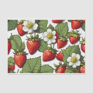 Farbenfrohe Erdbeere Obst, Blume und Blätter Seidenpapier