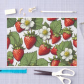 Farbenfrohe Erdbeere Obst, Blume und Blätter Seidenpapier (Handwerk)