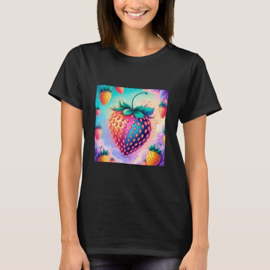 Farbenfrohe Erdbeere T-Shirt (Vorderseite)