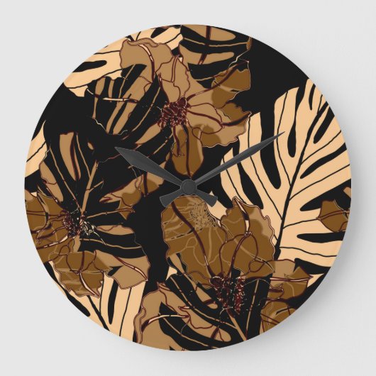 Farbenfrohe Erdbeere: Wasserfarbene, rosa Erbsen Große Wanduhr (Vorderseite)