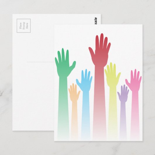 Farbenfrohe erhöhte Hände Postkarte (Vorne/Hinten)