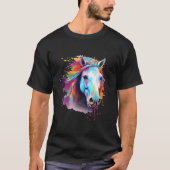 Farbenfrohe Eriskay Pony Horse Splash T-Shirt (Vorderseite)