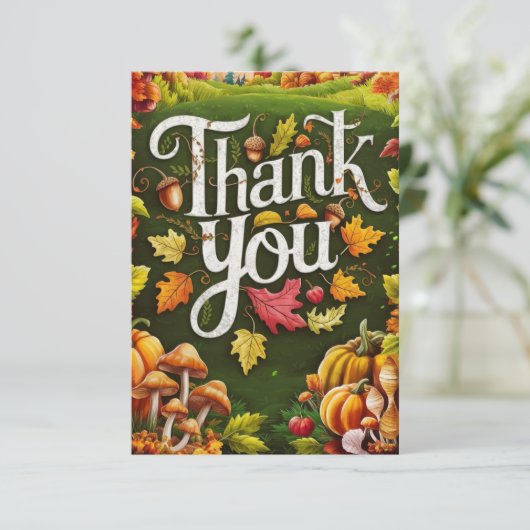 Farbenfrohe Ernte Herbst Dankeskarte (Stehend Vorderseite)