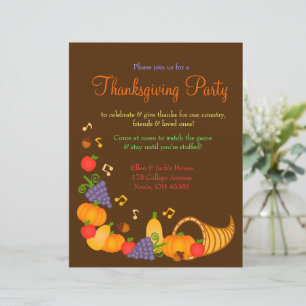 Farbenfrohe Erntedank Dinner Party Einladung