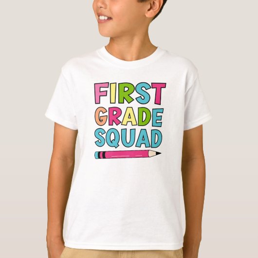 Farbenfrohe erste Klasse Squad - zurück zur Schule T-Shirt (Vorderseite)