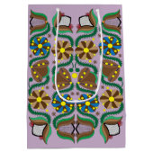 Farbenfrohe estnische Blumenmuster Mittlere Geschenktüte (Rückseite)