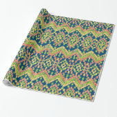 Farbenfrohe Ethnic Ikat Muster auf blau Geschenkpapier (Ungerollt)