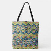 Farbenfrohe Ethnic Ikat Muster auf blau Tasche (Vorderseite)