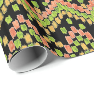 Farbenfrohe Ethnic Ikat Muster auf schwarz Geschenkpapier