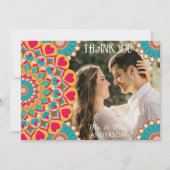 Farbenfrohe Ethnic Mandala Bold & Bright Wedding Dankeskarte (Vorderseite)
