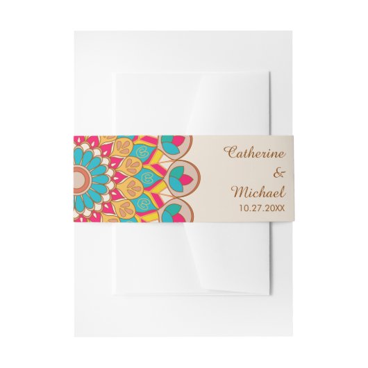 Farbenfrohe Ethnic Mandala Bold & Bright Wedding Einladungsbanderole (Vorderseite Beispiel)