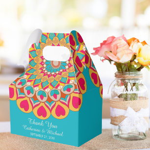 Farbenfrohe Ethnic Mandala Bold & Bright Wedding Geschenkschachtel