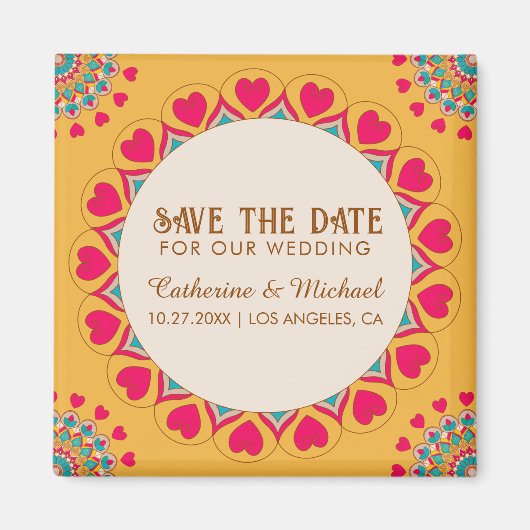 Farbenfrohe Ethnic Mandala Bold & Bright Wedding Magnet (Vorne)