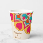 Farbenfrohe Ethnic Mandala Bold & Bright Wedding Pappbecher (Vorderseite)