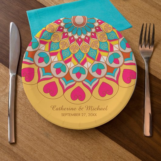 Farbenfrohe Ethnic Mandala Bold & Bright Wedding Pappteller