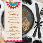 Farbenfrohe Ethnic Mandala Bold & Bright Wedding Programm