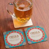 Farbenfrohe Ethnic Mandala Bold & Bright Wedding Rechteckiger Pappuntersetzer