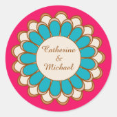 Farbenfrohe Ethnic Mandala Bold & Bright Wedding Runder Aufkleber (Vorderseite)