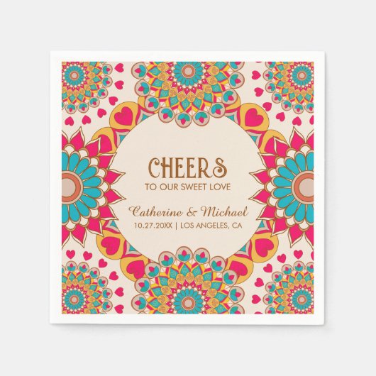 Farbenfrohe Ethnic Mandala Bold & Bright Wedding Serviette (Vorderseite)