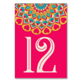Farbenfrohe Ethnic Mandala Bold & Bright Wedding Tischnummer (Vorderseite)