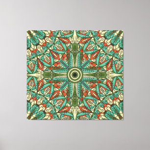 Farbenfrohe ethnische Arabeske: Vintage Ornamente Leinwanddruck
