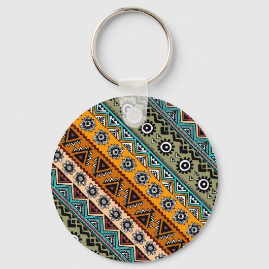 Farbenfrohe ethnische Azteken-Muster dekorieren Schlüsselanhänger (Vorderseite)
