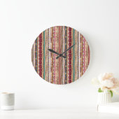 Farbenfrohe ethnische Boho-Stammesmuster Große Wanduhr (Zuhause)