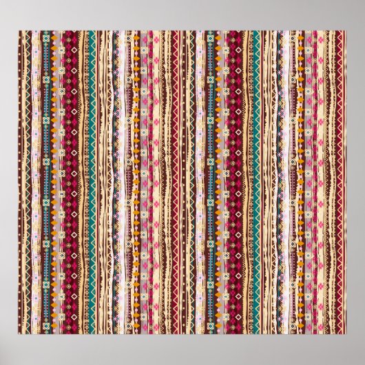 Farbenfrohe ethnische Boho-Stammesmuster Poster (Vorne)