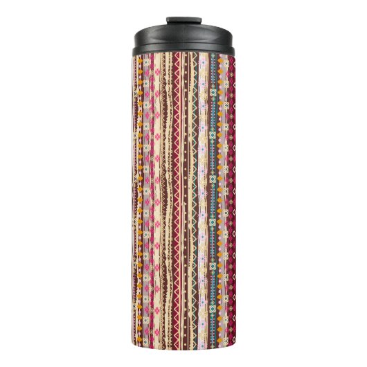 Farbenfrohe ethnische Boho-Stammesmuster Thermosbecher (Vorderseite)