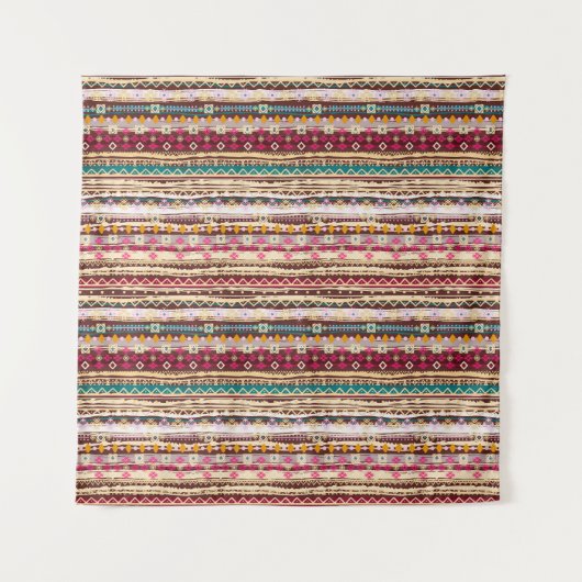 Farbenfrohe ethnische Boho-Stammesmuster Wandteppich (Vorderseite (Horizontal))