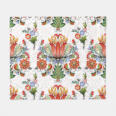 Farbenfrohe ethnische Petrykivka: Ukrainische Blum Fleecedecke (Vorderseite (Horizontal))