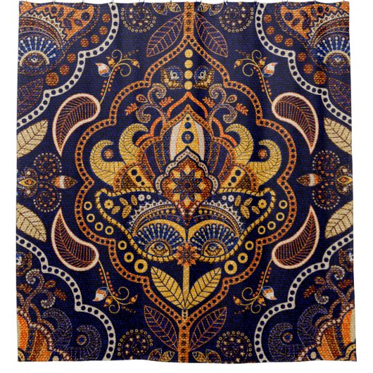 Farbenfrohe ethnische Stammesmuster Duschvorhang (Vorderseite)