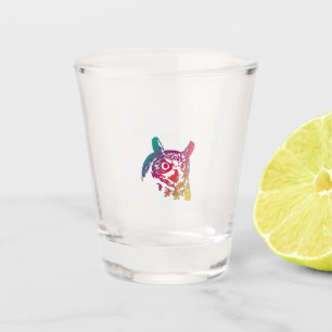 Farbenfrohe Eule Schnapsglas