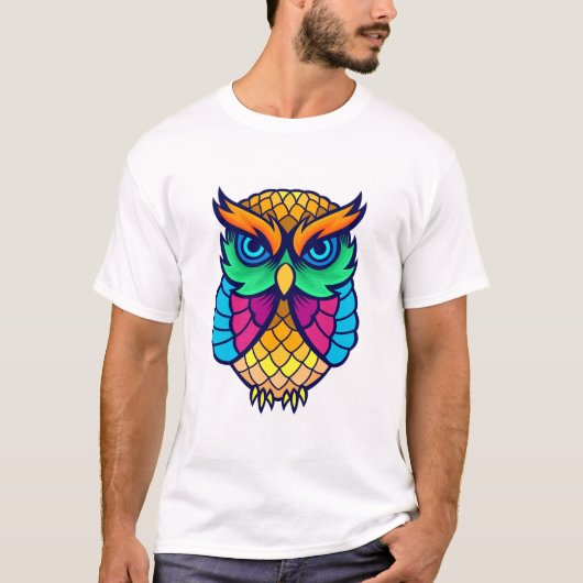 Farbenfrohe Eule T-Shirt (Vorderseite)