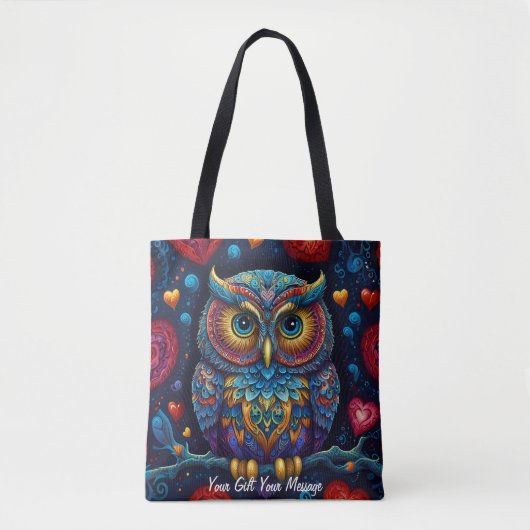 Farbenfrohe Eule Tasche (Vorderseite)