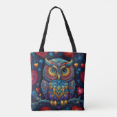 Farbenfrohe Eule Tasche (Rückseite)