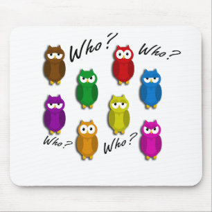 Farbenfrohe Eule - Wer? Wer? Mousepad