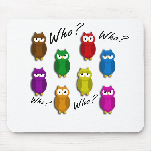 Farbenfrohe Eule - Wer? Wer? Mousepad (Vorne)