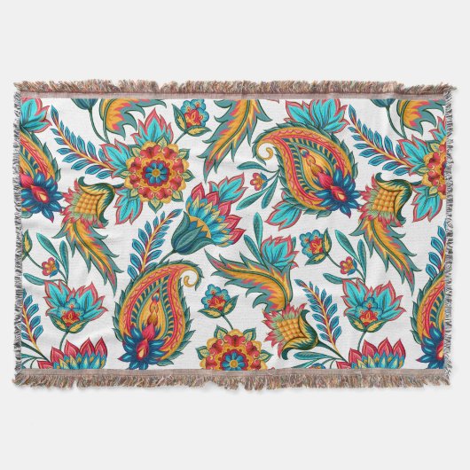 Farbenfrohe Exotic Floral Paisley Muster Decke (Vorderseite)