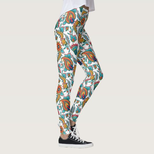 Farbenfrohe Exotic Paisley Muster Custom Backgroun Leggings (Rechts)