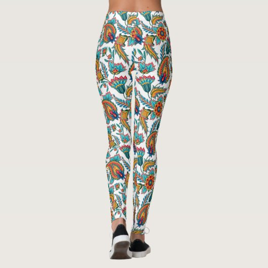 Farbenfrohe Exotic Paisley Muster Custom Backgroun Leggings (Rückseite)