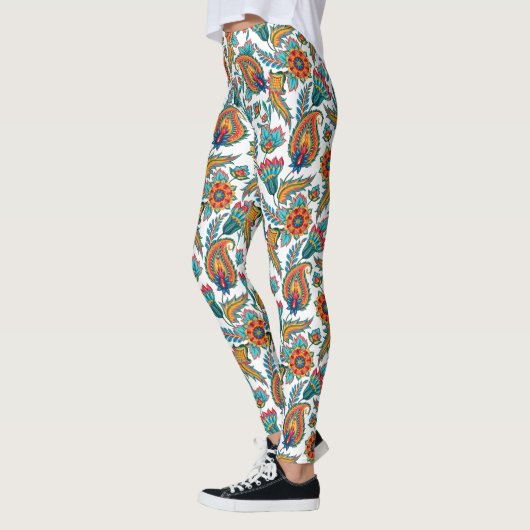 Farbenfrohe Exotic Paisley Muster Custom Backgroun Leggings (Links)