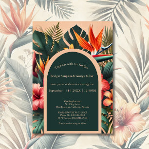 farbenfrohe Exotic Tropical Hawaiian Floral Weddin Einladung