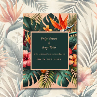 farbenfrohe Exotic Tropical Hawaiian Floral Weddin Einladung