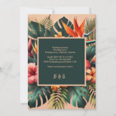 farbenfrohe Exotic Tropical Hawaiian Floral Weddin Einladung (Rückseite)