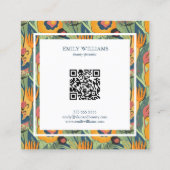Farbenfrohe exotische abstrakte Blume Quadratische Visitenkarte (Rückseite)